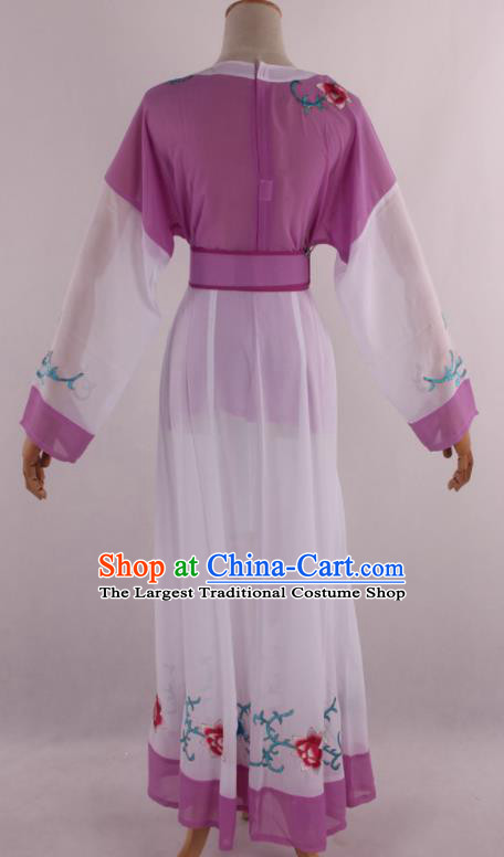 Chinese Traditional Shaoxing Opera Young Lady Purple Dress Ancient Peking Opera Maidservant Costume for Women