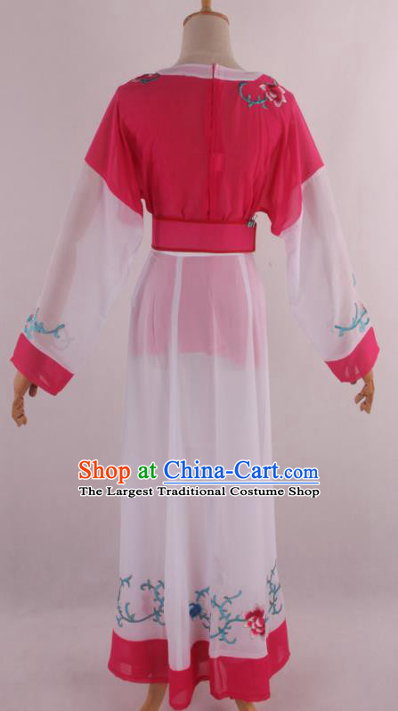 Chinese Traditional Shaoxing Opera Young Lady Rosy Dress Ancient Peking Opera Maidservant Costume for Women