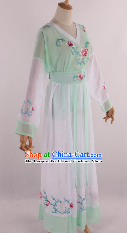 Chinese Traditional Shaoxing Opera Young Lady Aqua Green Dress Ancient Peking Opera Maidservant Costume for Women