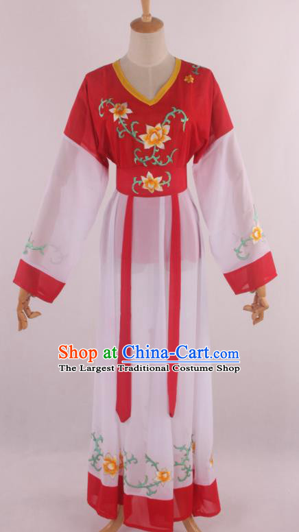 Chinese Traditional Shaoxing Opera Young Lady Red Dress Ancient Peking Opera Maidservant Costume for Women