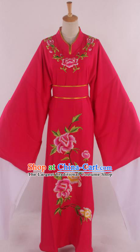 Traditional Chinese Shaoxing Opera Niche Scholar Embroidered Rosy Robe Ancient Nobility Childe Costume for Men