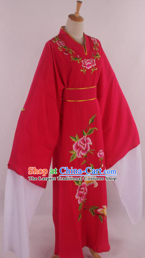 Traditional Chinese Shaoxing Opera Niche Scholar Embroidered Rosy Robe Ancient Nobility Childe Costume for Men