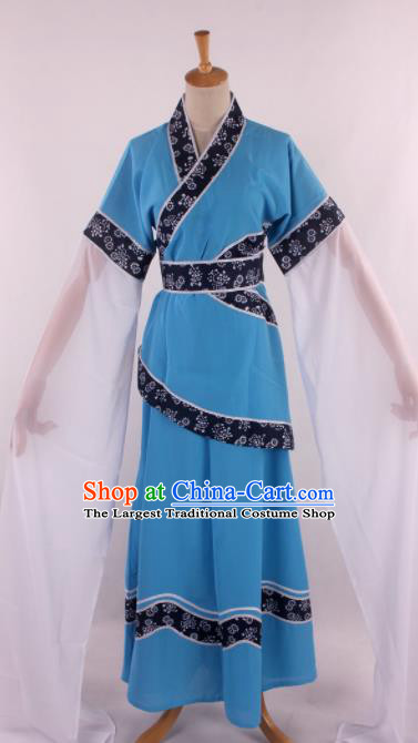 Chinese Traditional Opera Farmwife Blue Dress Ancient Peking Opera Diva Costume for Women