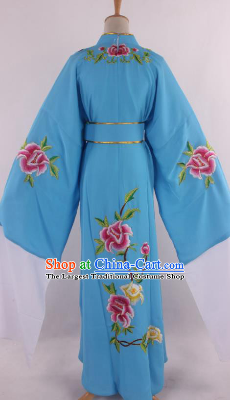 Traditional Chinese Shaoxing Opera Niche Scholar Embroidered Blue Robe Ancient Nobility Childe Costume for Men