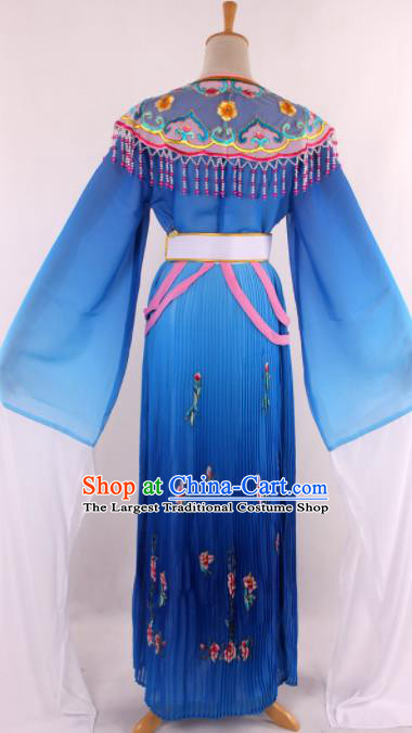 Chinese Traditional Beijing Opera Princess Blue Dress Ancient Peking Opera Diva Costume for Women