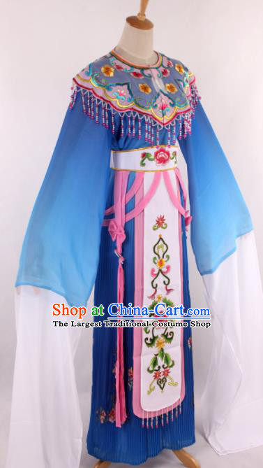 Chinese Traditional Beijing Opera Princess Blue Dress Ancient Peking Opera Diva Costume for Women