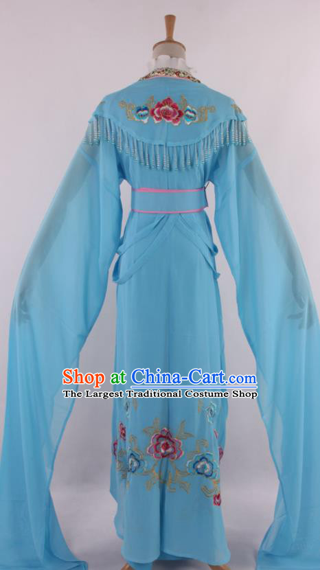 Chinese Traditional Beijing Opera Peri Blue Dress Ancient Peking Opera Diva Princess Costume for Women