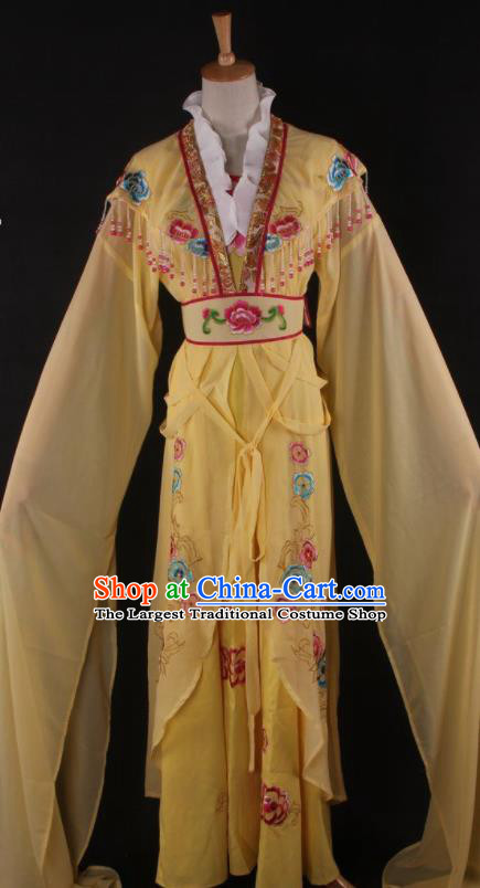 Chinese Traditional Beijing Opera Peri Yellow Dress Ancient Peking Opera Diva Princess Costume for Women