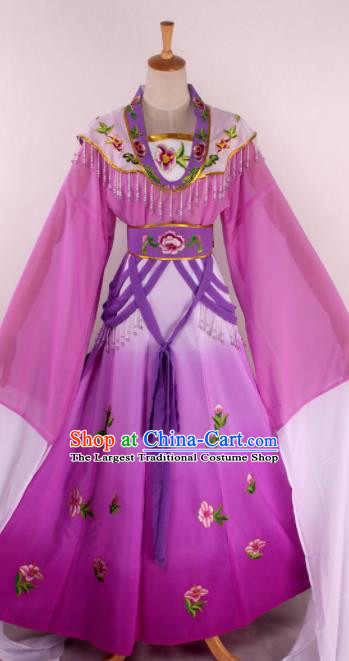 Chinese Beijing Opera Diva Purple Dress Ancient Traditional Peking Opera Court Princess Costume for Women