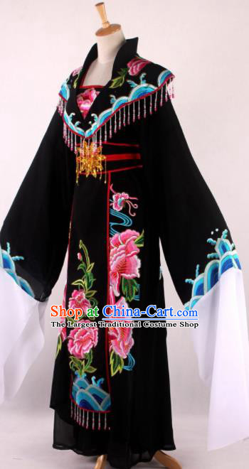 Chinese Beijing Opera Queen Black Dress Ancient Traditional Peking Opera Actress Costume for Women