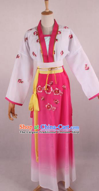Chinese Beijing Opera Village Girl Rosy Dress Ancient Traditional Peking Opera Maidservant Costume for Women