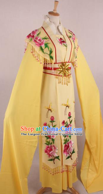 Professional Chinese Beijing Opera Nobility Lady Yellow Dress Ancient Traditional Peking Opera Diva Costume for Women