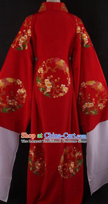 Traditional Chinese Shaoxing Opera Niche Gifted Scholar Red Robe Ancient Childe Costume for Men