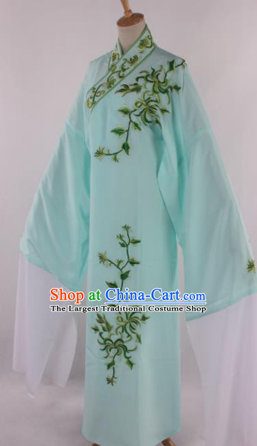 Traditional Chinese Shaoxing Opera Niche Embroidered Chrysanthemum Blue Robe Ancient Scholar Nobility Childe Costume for Men