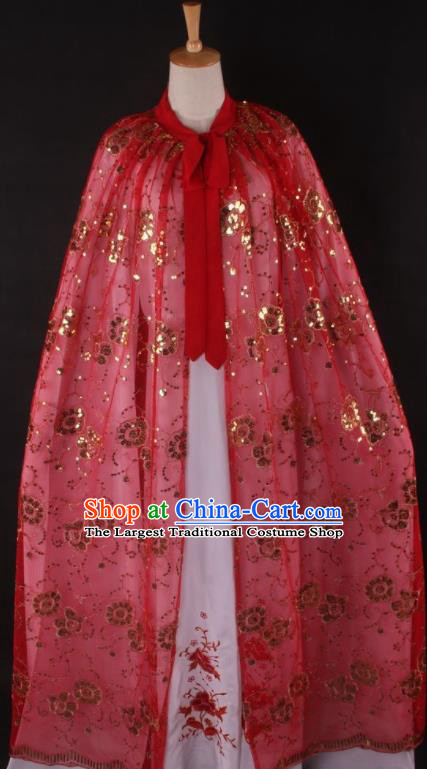Professional Chinese Beijing Opera Swordswoman Red Cloak Ancient Traditional Peking Opera Diva Costume for Women