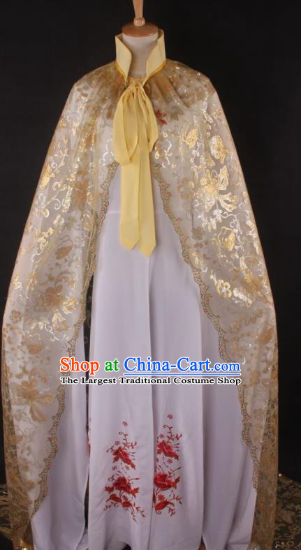 Professional Chinese Beijing Opera Swordswoman Golden Cloak Ancient Traditional Peking Opera Diva Costume for Women