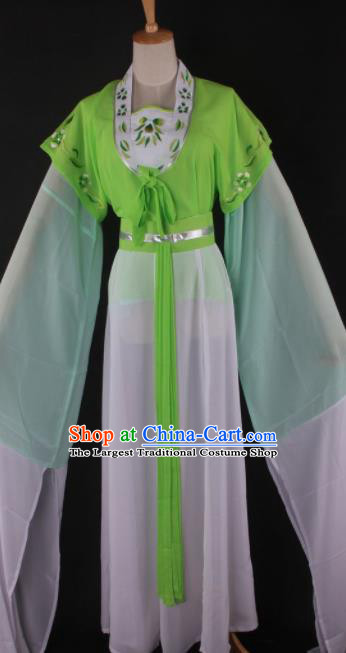 Professional Chinese Beijing Opera Maidservant Green Dress Ancient Traditional Peking Opera Diva Costume for Women