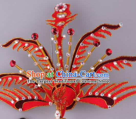 Traditional Chinese Shaoxing Opera Red Phoenix Hairpins Ancient Princess Hair Accessories Headwear for Women