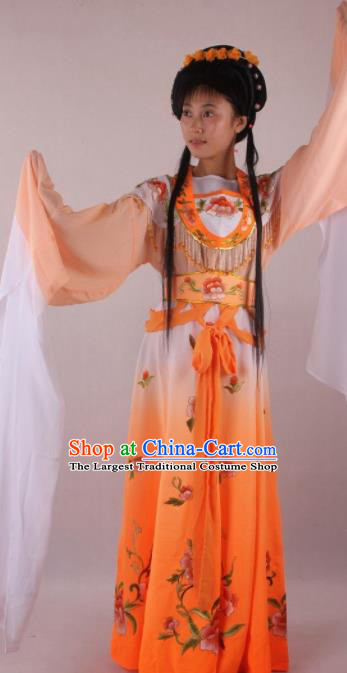 Professional Chinese Beijing Opera Actress Orange Dress Ancient Traditional Peking Opera Costume for Women