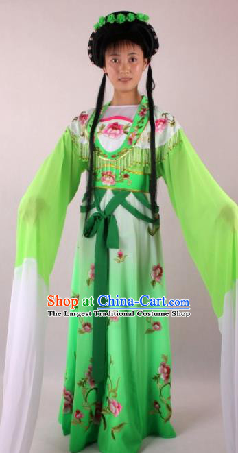 Professional Chinese Beijing Opera Actress Green Dress Ancient Traditional Peking Opera Costume for Women