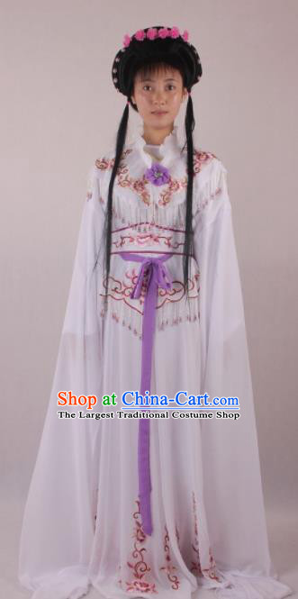 Professional Chinese Beijing Opera Rich Lady White Dress Ancient Traditional Peking Opera Diva Costume for Women