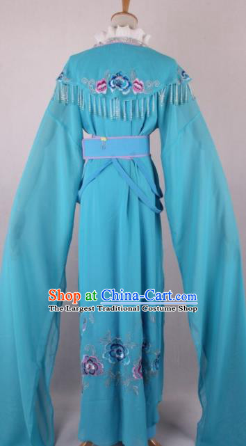 Professional Chinese Beijing Opera Diva Blue Dress Ancient Traditional Peking Opera Costume for Women