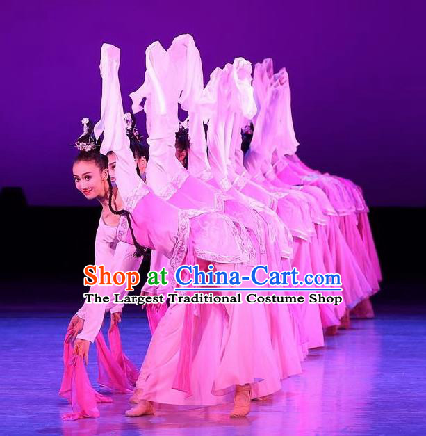 Traditional Chinese Classical Dance Tao Yao Costume Water Sleeve Dance Dress for Women