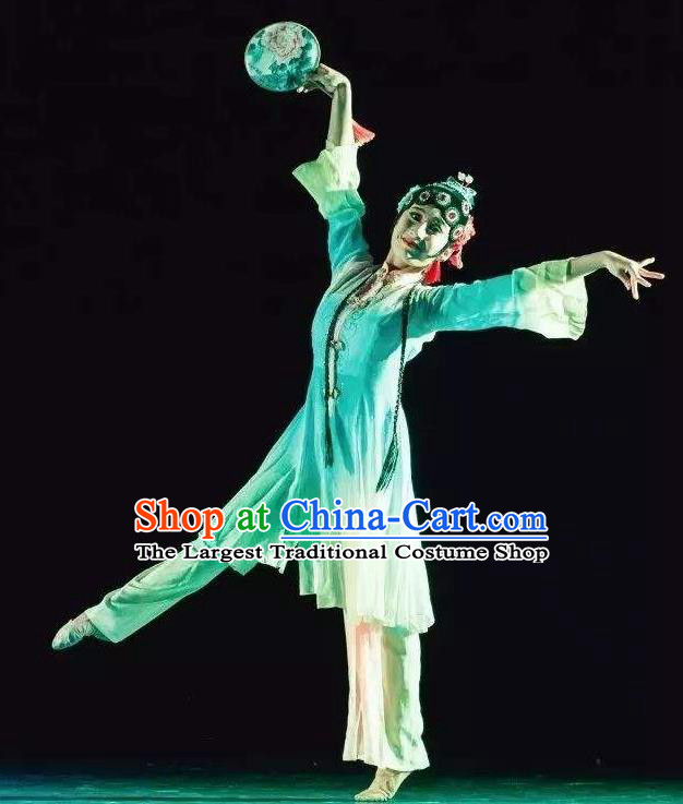 Traditional Chinese Classical Dance Fang Chun Xing Costume Beijing Opera Dance Green Dress for Women