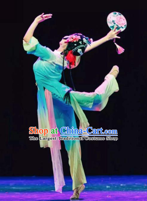Traditional Chinese Classical Dance Fang Chun Xing Costume Beijing Opera Dance Green Dress for Women