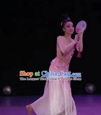 Traditional Chinese Classical Dance Hua Xi Qing Yu Costume Fan Dance Beautiful Dance Dress for Women