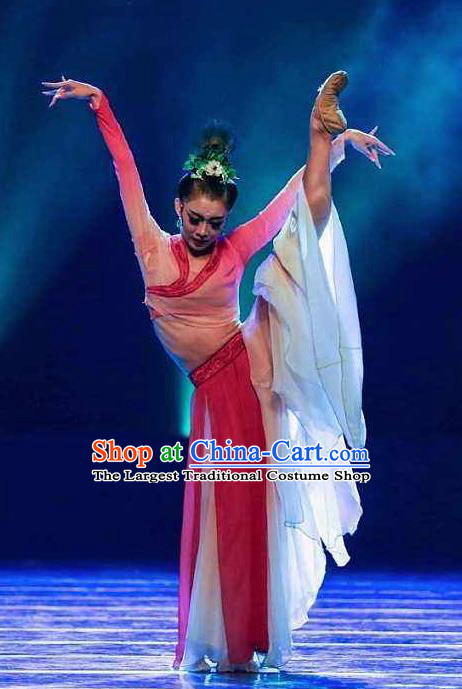 Traditional Chinese Classical Dance Kong Que Dong Nan Fei Costume Drama Stage Show Beautiful Dance Red Dress for Women