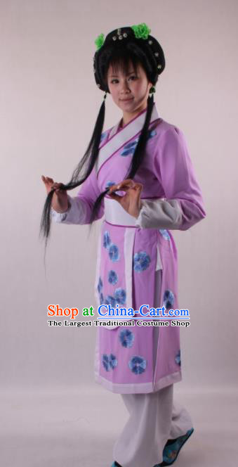 Professional Chinese Beijing Opera Servant Girl Purple Clothing Ancient Traditional Peking Opera Young Lady Costume for Women