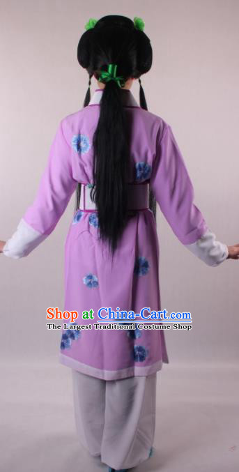 Professional Chinese Beijing Opera Servant Girl Purple Clothing Ancient Traditional Peking Opera Young Lady Costume for Women