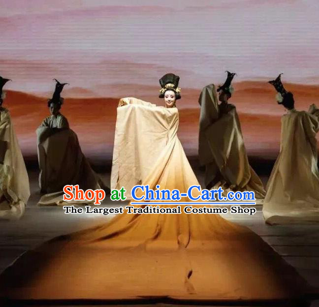 Traditional Chinese Classical Dance Du Fu Li Ren Xing Costume Tang Dynasty Court Stage Show Beautiful Dance Dress for Women