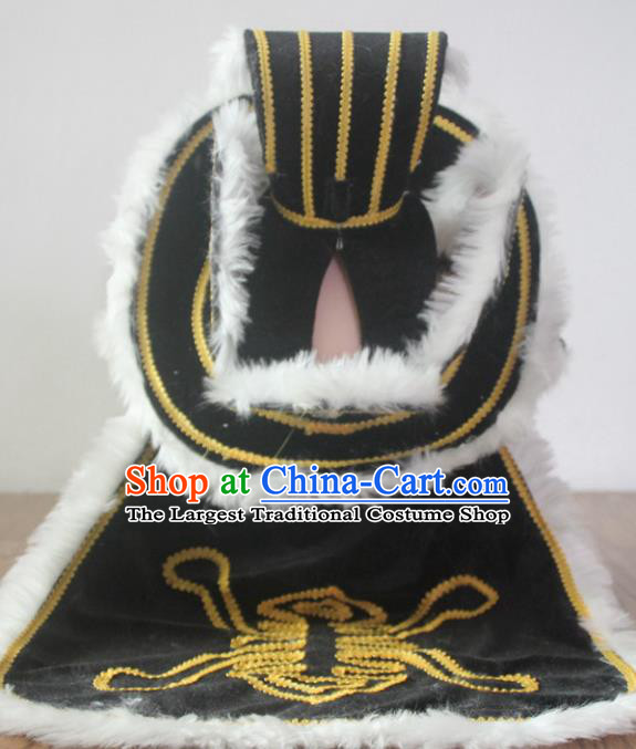 Traditional Chinese Shaoxing Opera Takefu Black Hat Ancient Warrior Helmet Headwear for Men