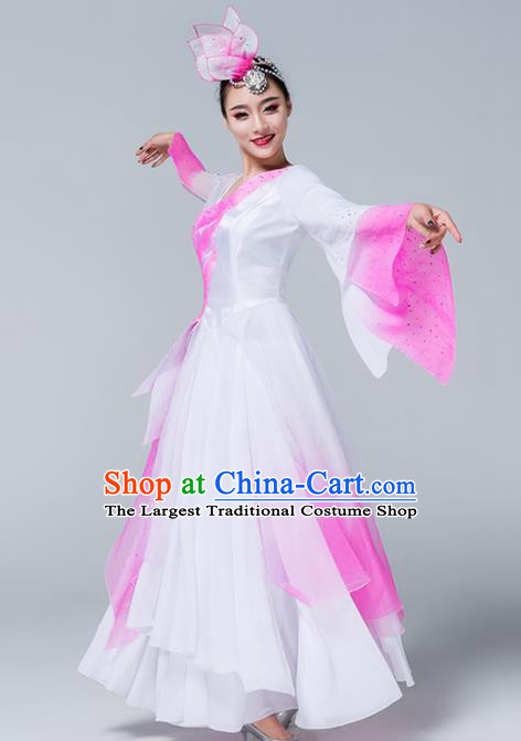 Traditional Chinese Spring Festival Gala Classical Dance Pink Dress Stage Show Umbrella Dance Costume for Women