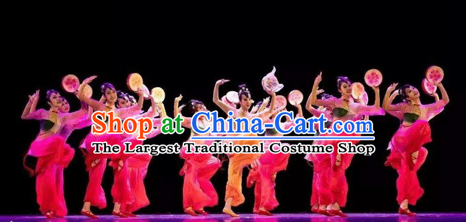 Chinese Beautiful Dance Xiu Ying Die Xiang Costume Traditional Fan Dance Classical Dance Competition Dress for Women