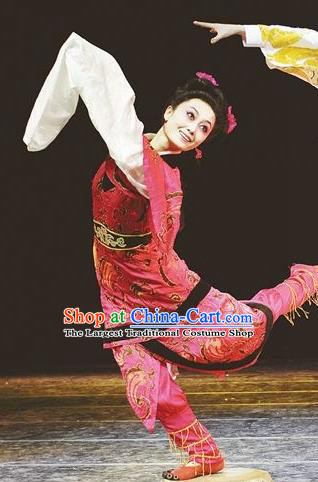 Chinese Beautiful Dance Tong Que Ji Red Costume Traditional Classical Drum Dance Competition Stage Show Dress for Women