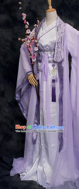 Traditional Chinese Cosplay Swordsman Lilac Costume Ancient Royal Highness Hanfu Clothing for Men