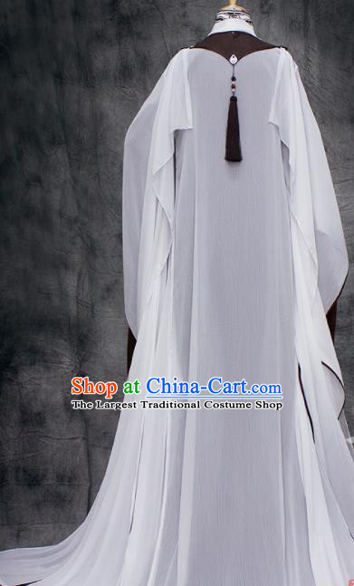 Traditional Chinese Cosplay Swordsman Nobility Childe Brown Costume Ancient Royal Highness Hanfu Clothing for Men