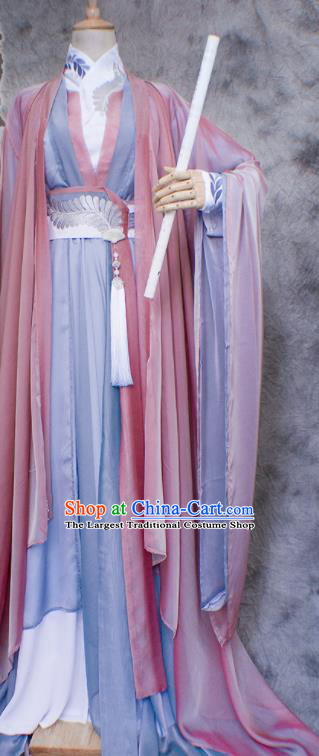 Traditional Chinese Cosplay Swordsman Nobility Childe Costume Ancient Royal Highness Hanfu Clothing for Men