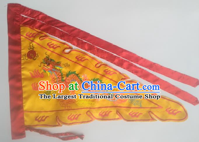 Chinese Traditional Embroidered Dragon Flag Dragon Boat Competition Golden Silk Triangular Flag