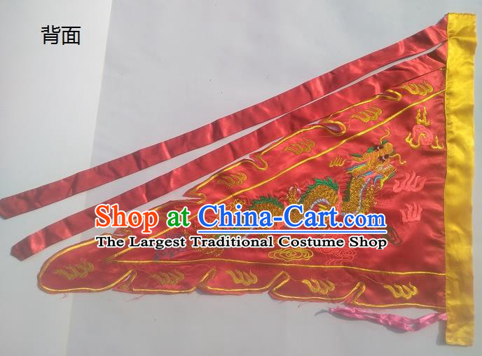 Chinese Traditional Dragon Boat Competition Embroidered Dragon Flag Red Silk Triangular Flag