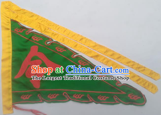 Chinese Traditional Dragon Boat Competition Embroidered Dragon Flag Green Silk Triangular Flag