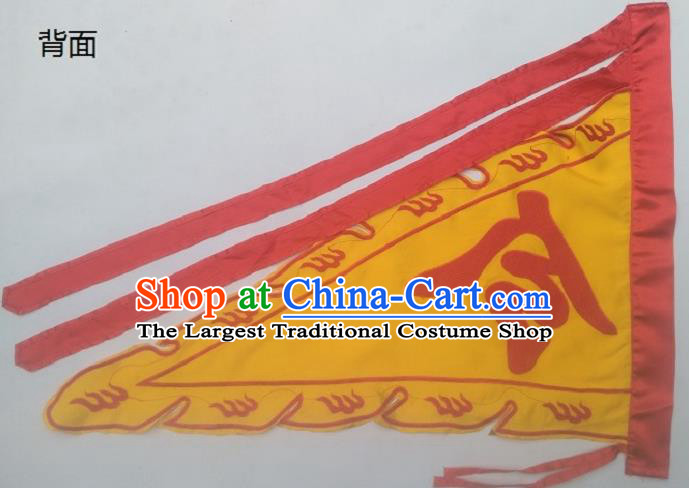 Chinese Traditional Dragon Boat Competition Embroidered Dragon Flag Yellow Silk Triangular Flag