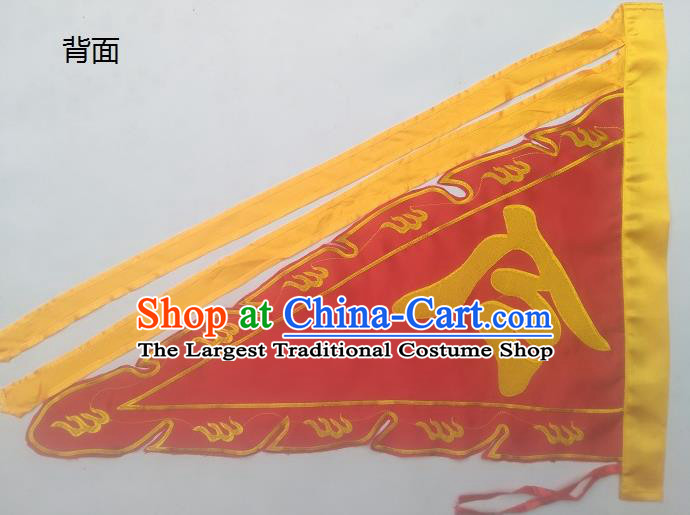 Chinese Traditional Dragon Boat Competition Red Silk Triangular Flag Embroidered Flag