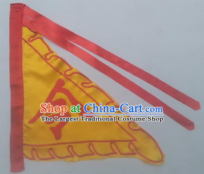 Chinese Traditional Yellow Triangular Flag Dragon Boat Competition Embroidered Flag