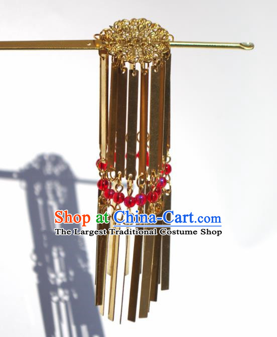 Japanese Geisha Kimono Golden Tassel Hairpins Traditional Yamato Hair Accessories for Women