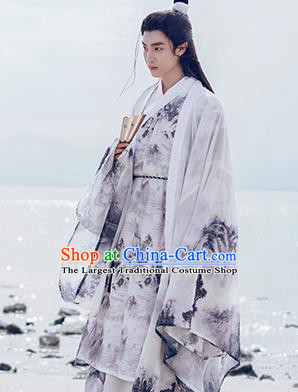 Traditional Chinese Jin Dynasty Nobility Childe Historical Costume Ancient Drama Swordsman Hanfu Clothing for Men