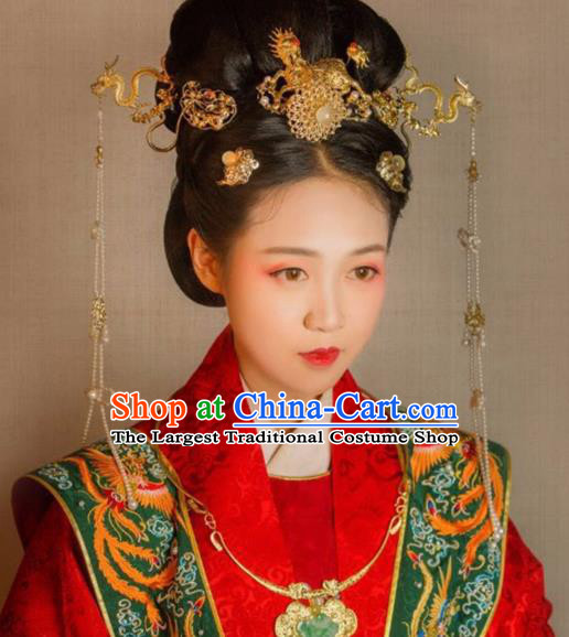 Chinese Ancient Queen Phoenix Tassel Hairpins Traditional Hanfu Hair Clip Hair Accessories for Women